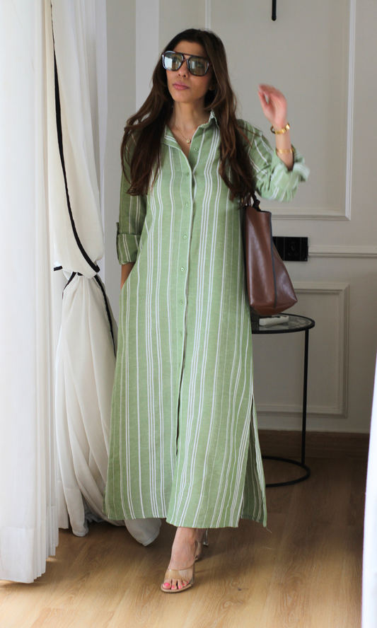 Sage Green Stripe Dress