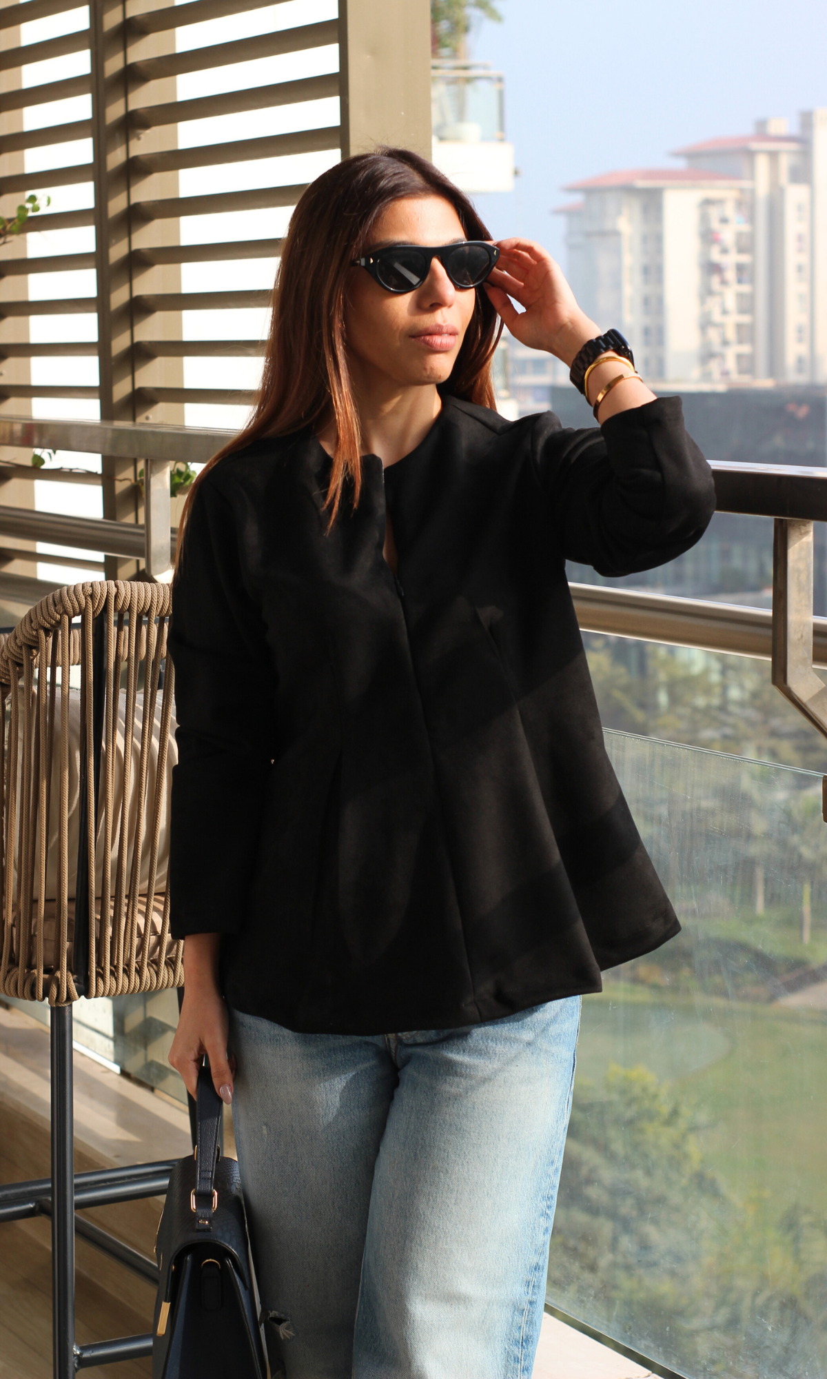 Smoky Black Suede Sleek Top