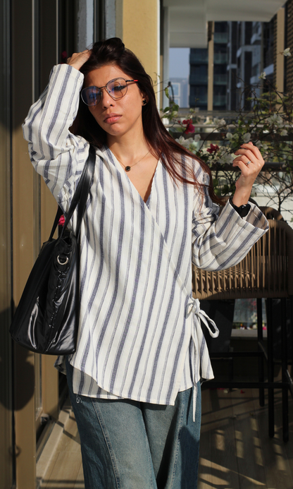 Linear Cool Cotton Kimono Top