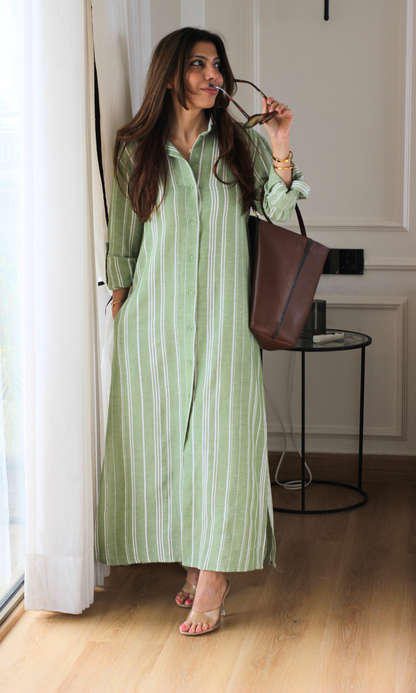 Sage Green Stripe Dress