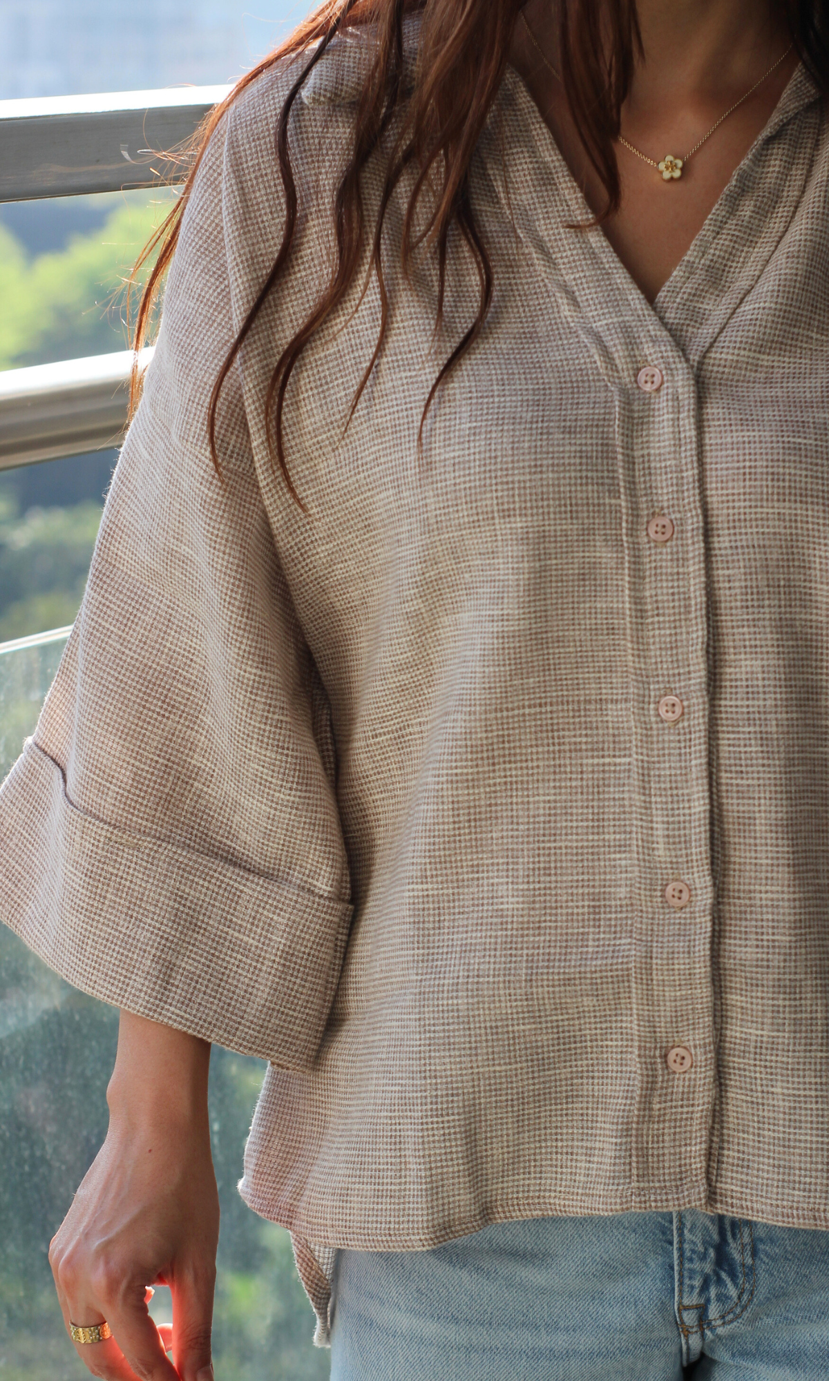 Taupe Weave Loose Shirt