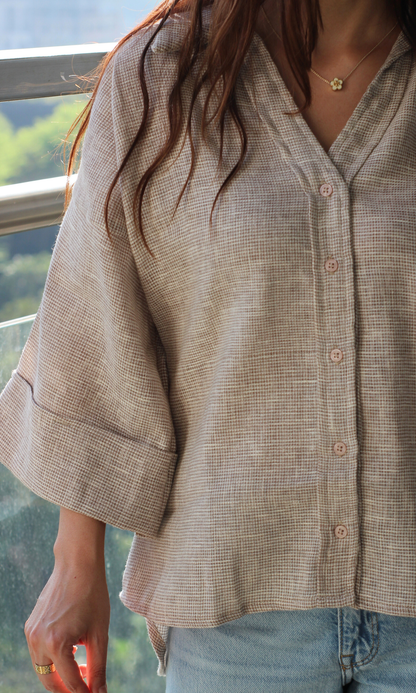 Taupe Weave Loose Shirt