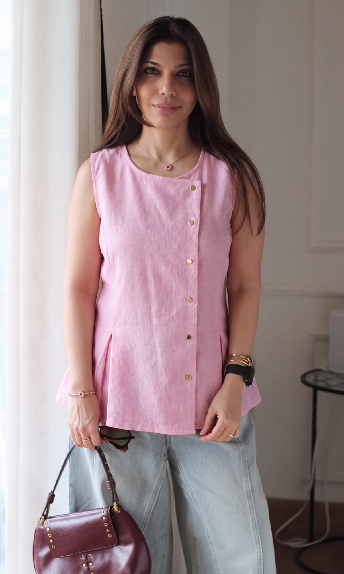Tea Rose Asymmetric Vest