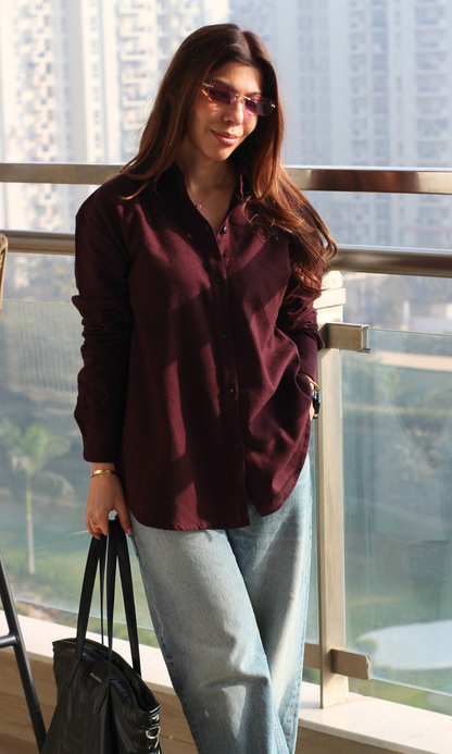 Burgundy Brushed Overshirt