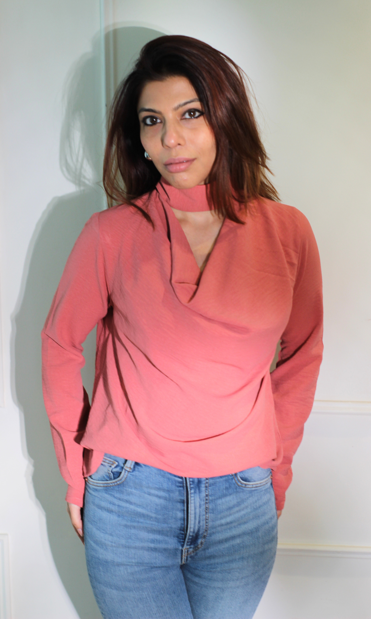 Flamingo Choker Cowl Top