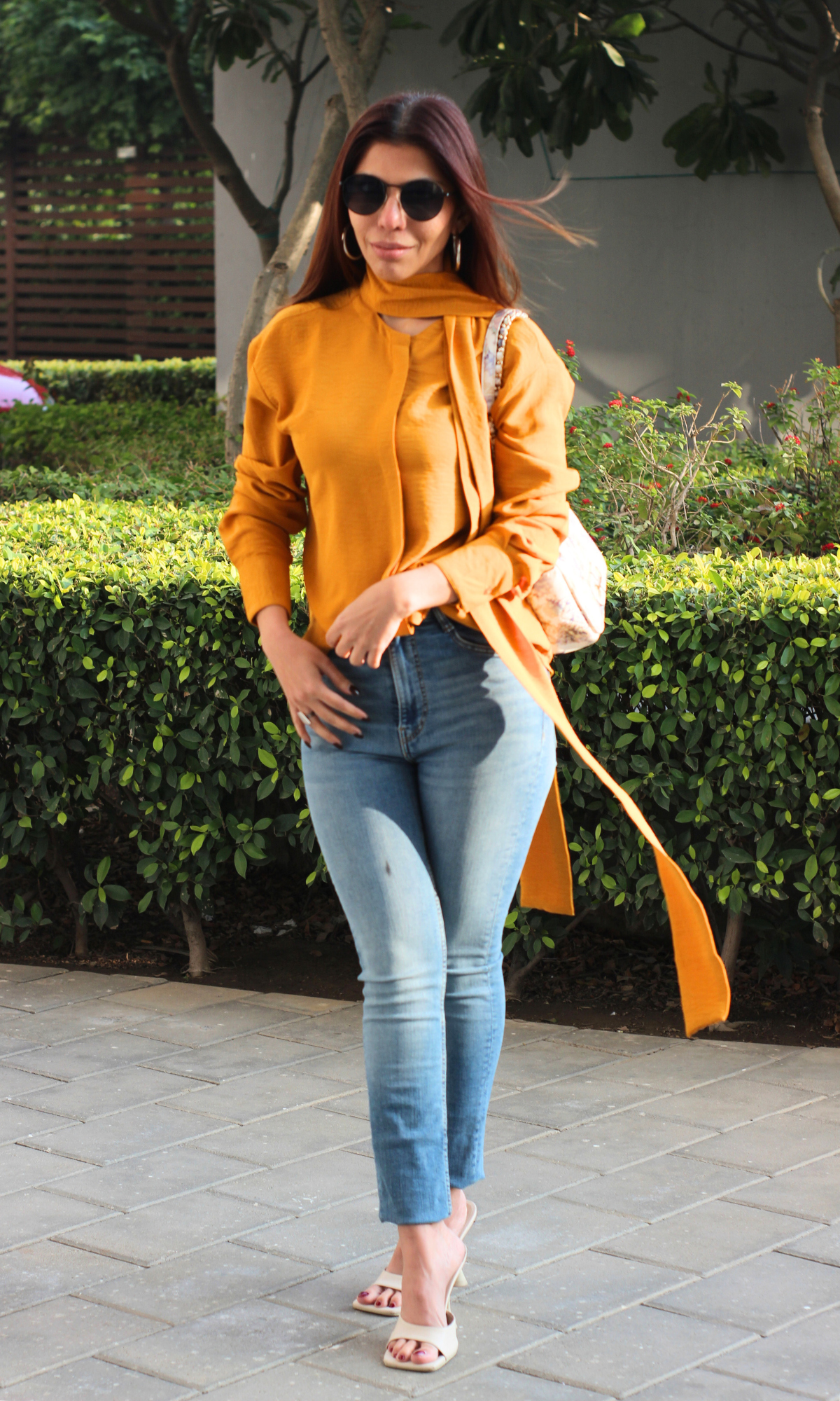 Tangerine Shirt with Scarf