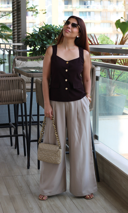 Espresso Squared Neck Waist Coat