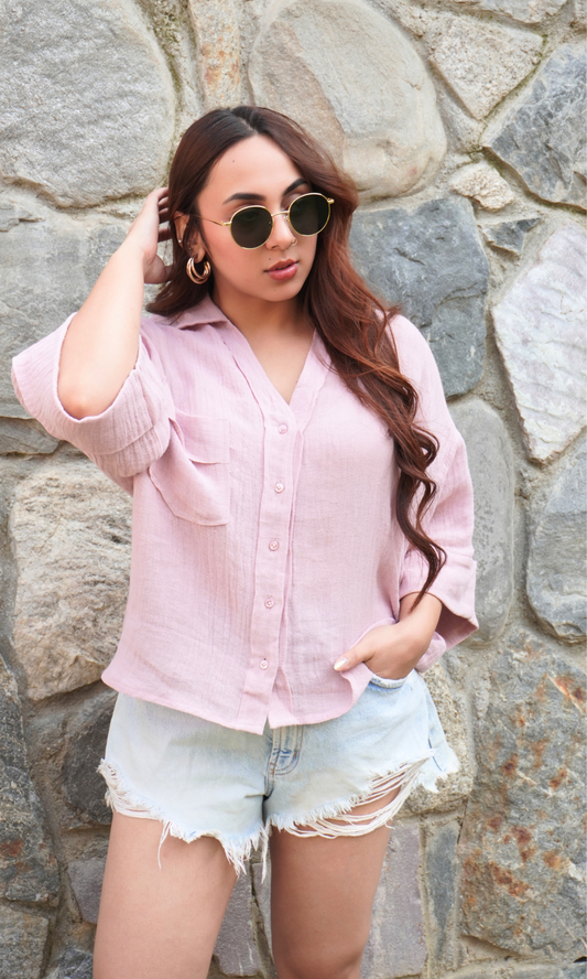 Light Pink Textured Shirt