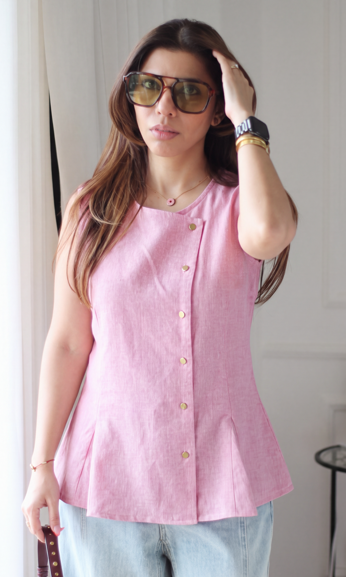 Tea Rose Asymmetric Vest