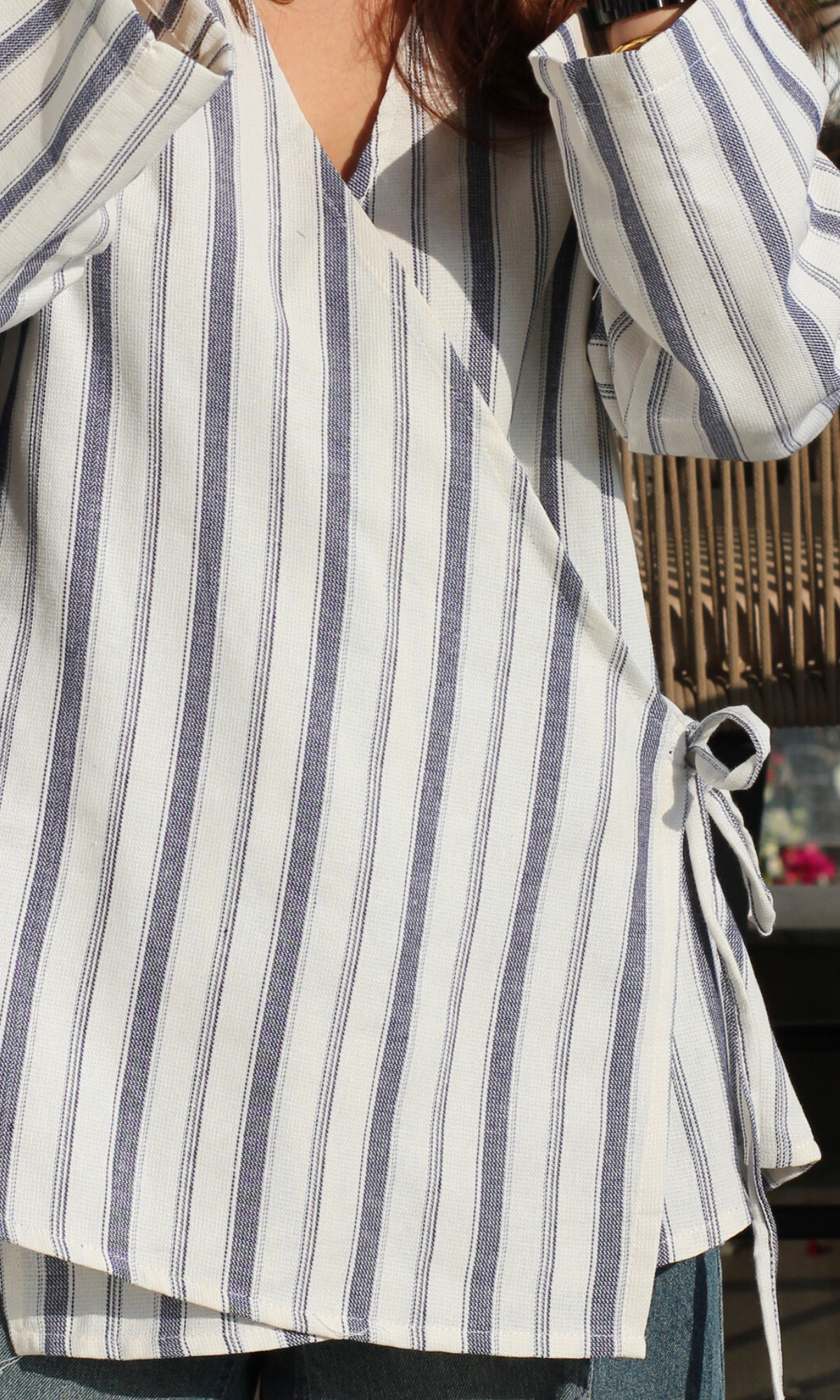 Linear Cool Cotton Kimono Top