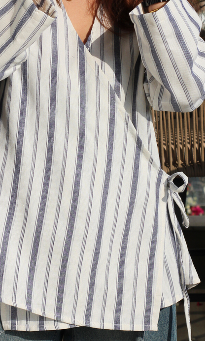 Linear Cool Cotton Kimono Top