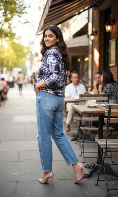Violet Classic Checked Shirt