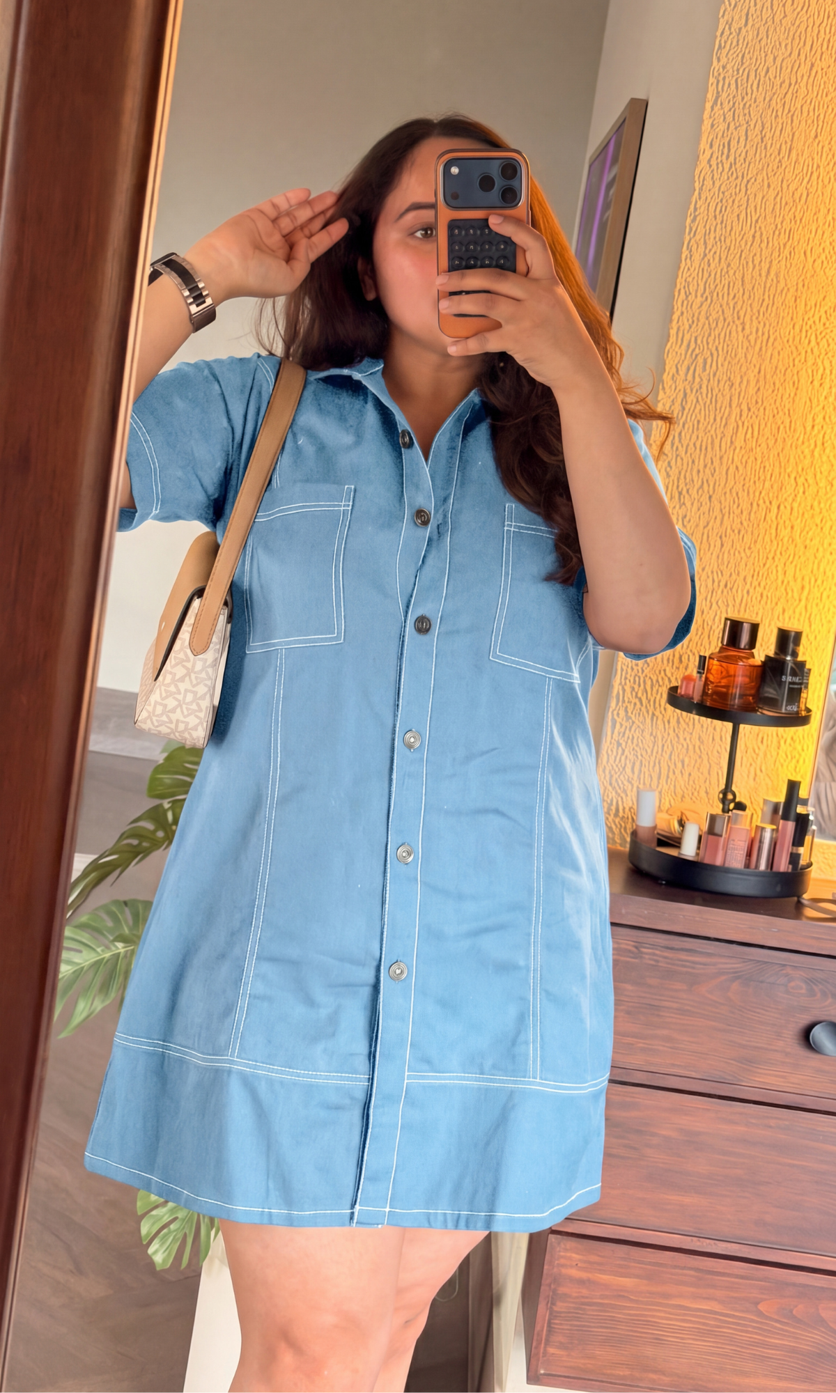Powder Blue Utility Shirt Dress