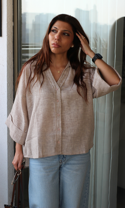 Taupe Weave Loose Shirt