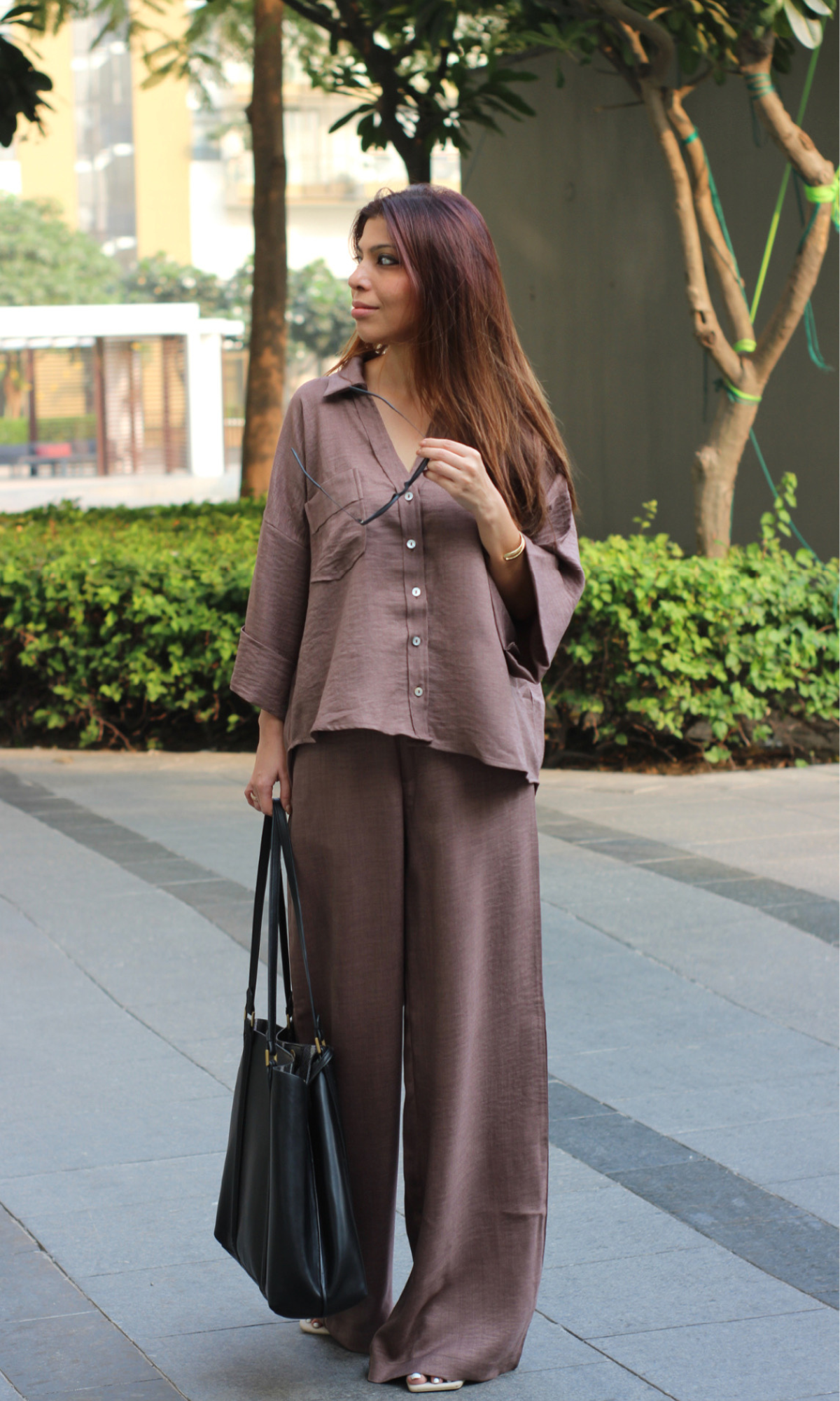 Rose Mauve Loose Shirt and Pants Co-ord