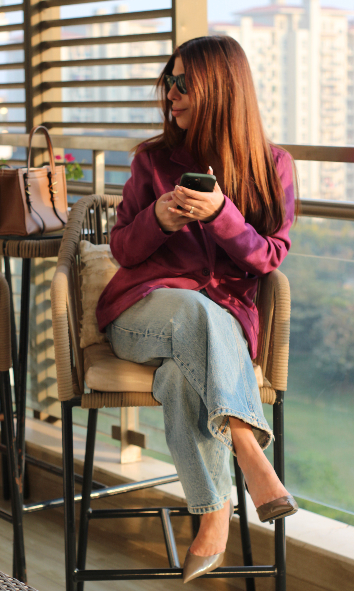 Mulberry suede jacket for women, stylish layering piece
