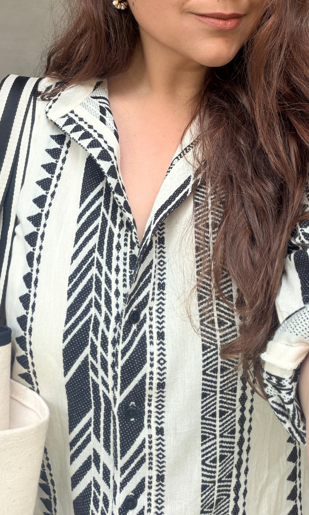 Ivory Weaved Long Shirt Dress