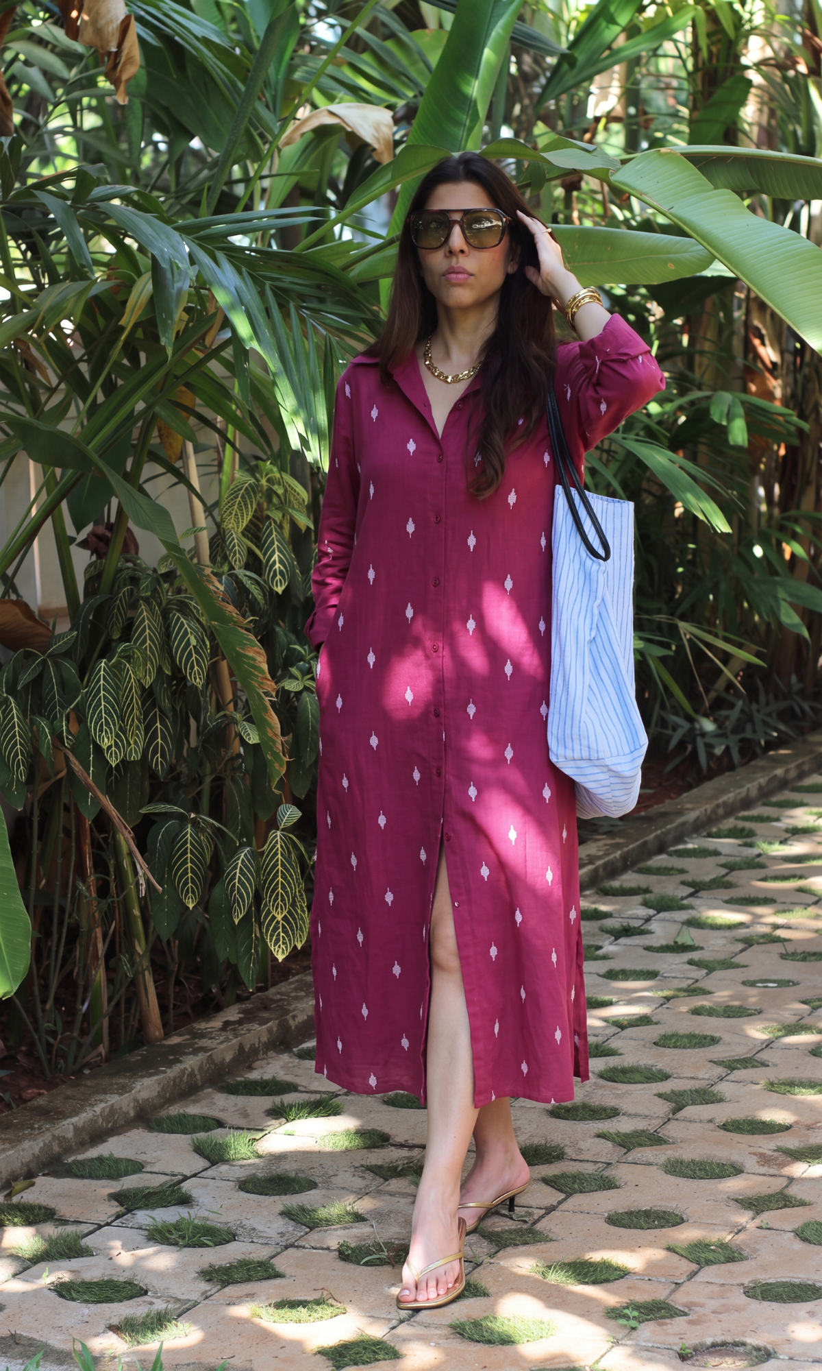 Burgundy Woven Shirt Dress