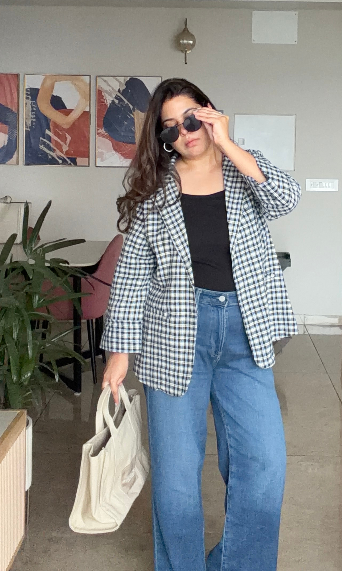 Navy Tartan Tailored Blazer