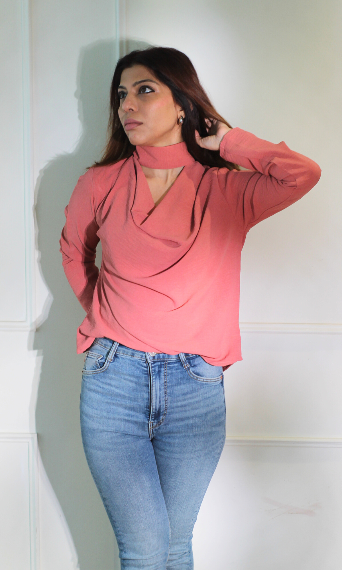 Flamingo Choker Cowl Top