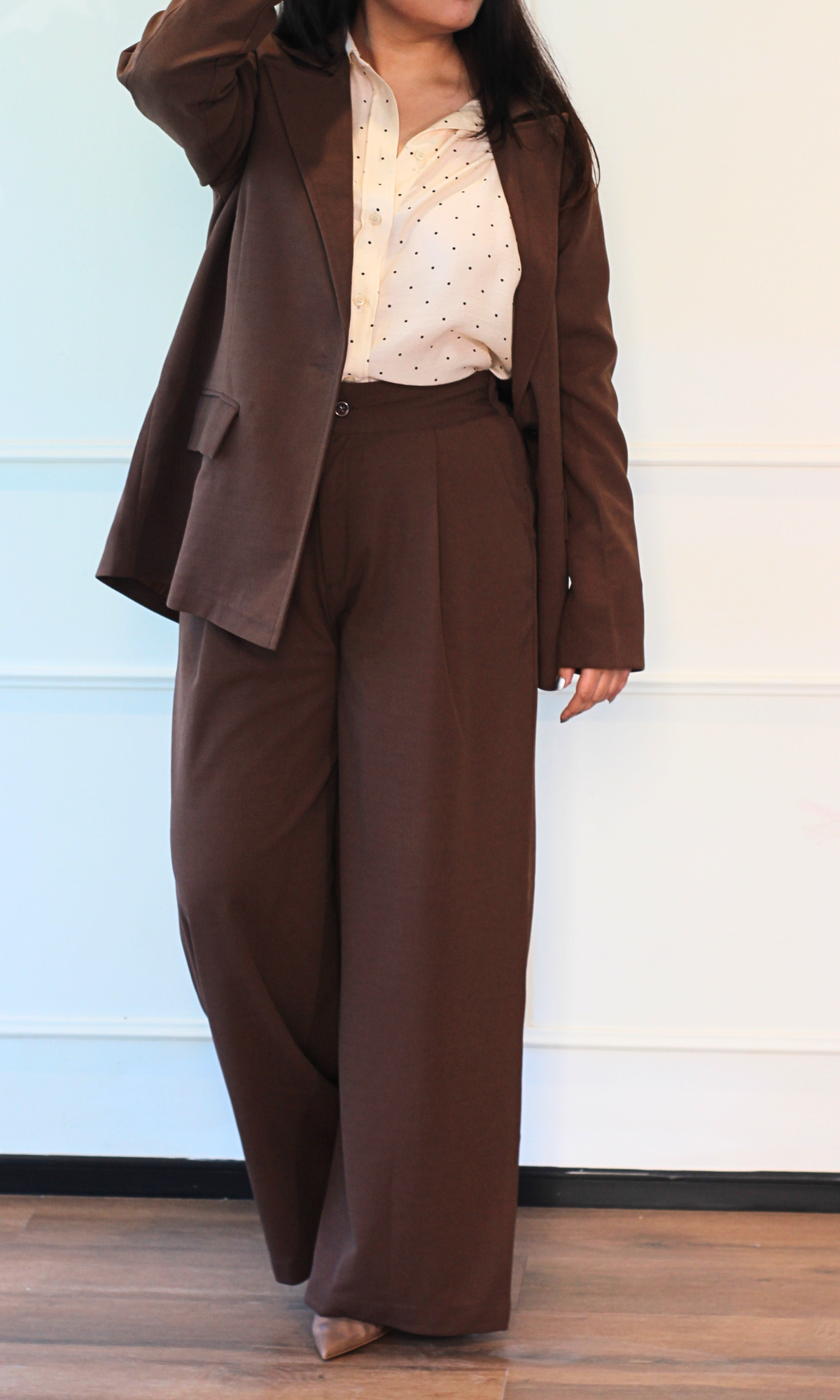 Sepia Brown Oversized Blazer with Korean Pants Co-ord