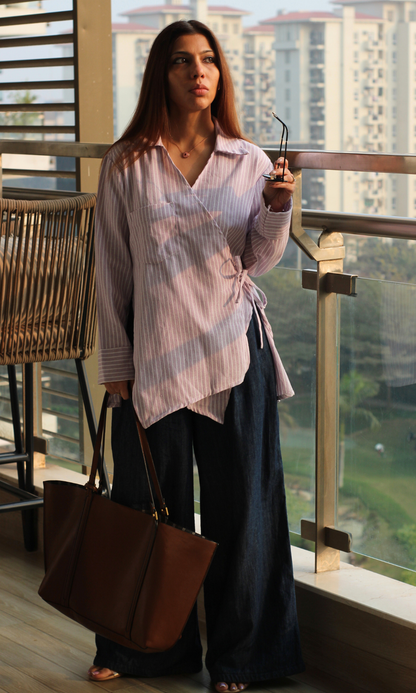 Lavender Parallel Cuts Detail Kimono Top