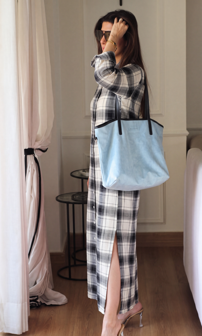 Cobalt & Ivory Stripe Maxi Shirt Dress