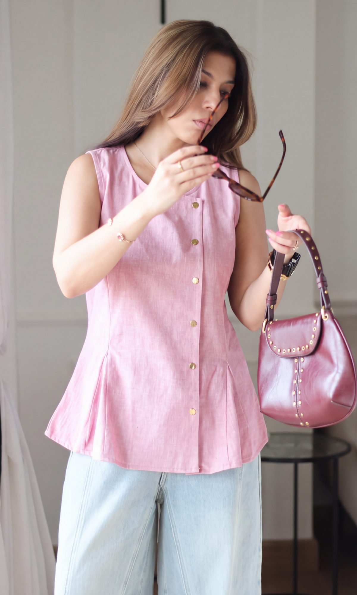 Tea Rose Asymmetric Vest