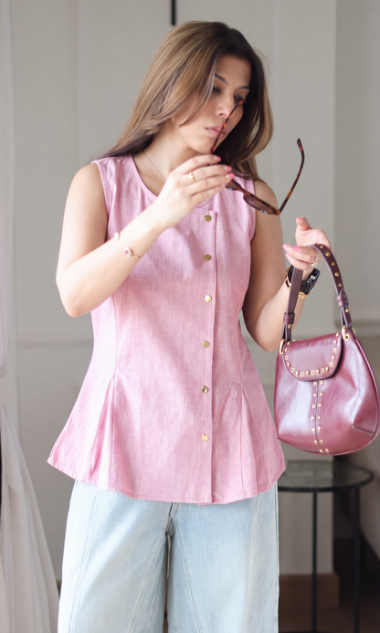 Tea Rose Asymmetric Vest