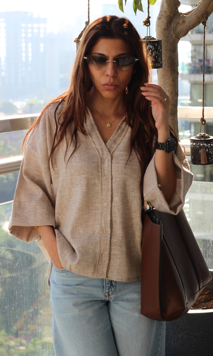Taupe Weave Loose Shirt