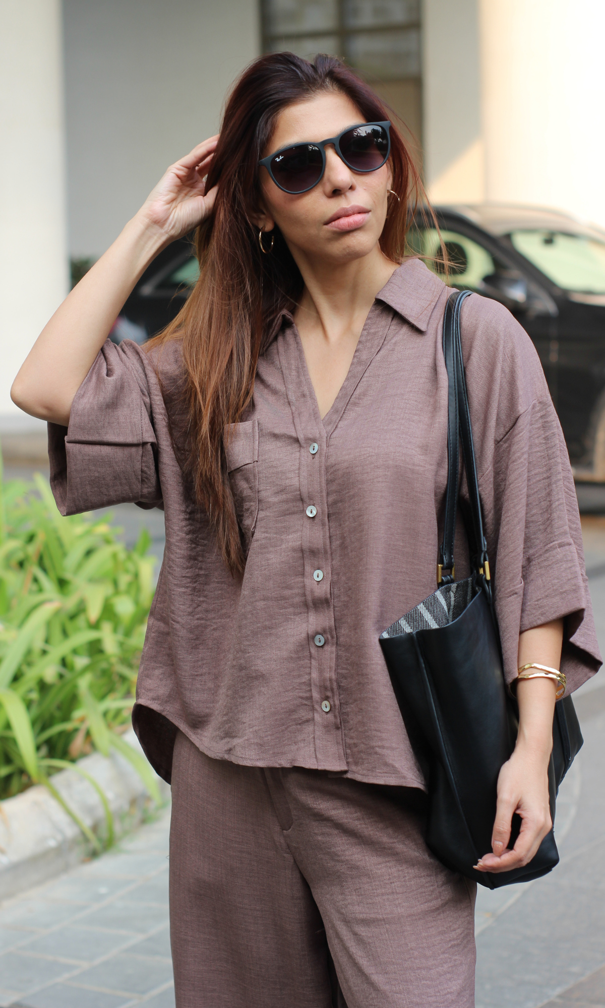 Rose Mauve Loose Shirt and Pants Co-ord