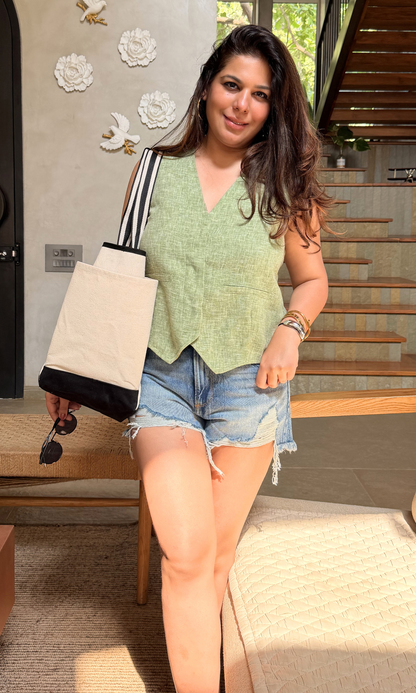 Grass Weave Cotton Waistcoat