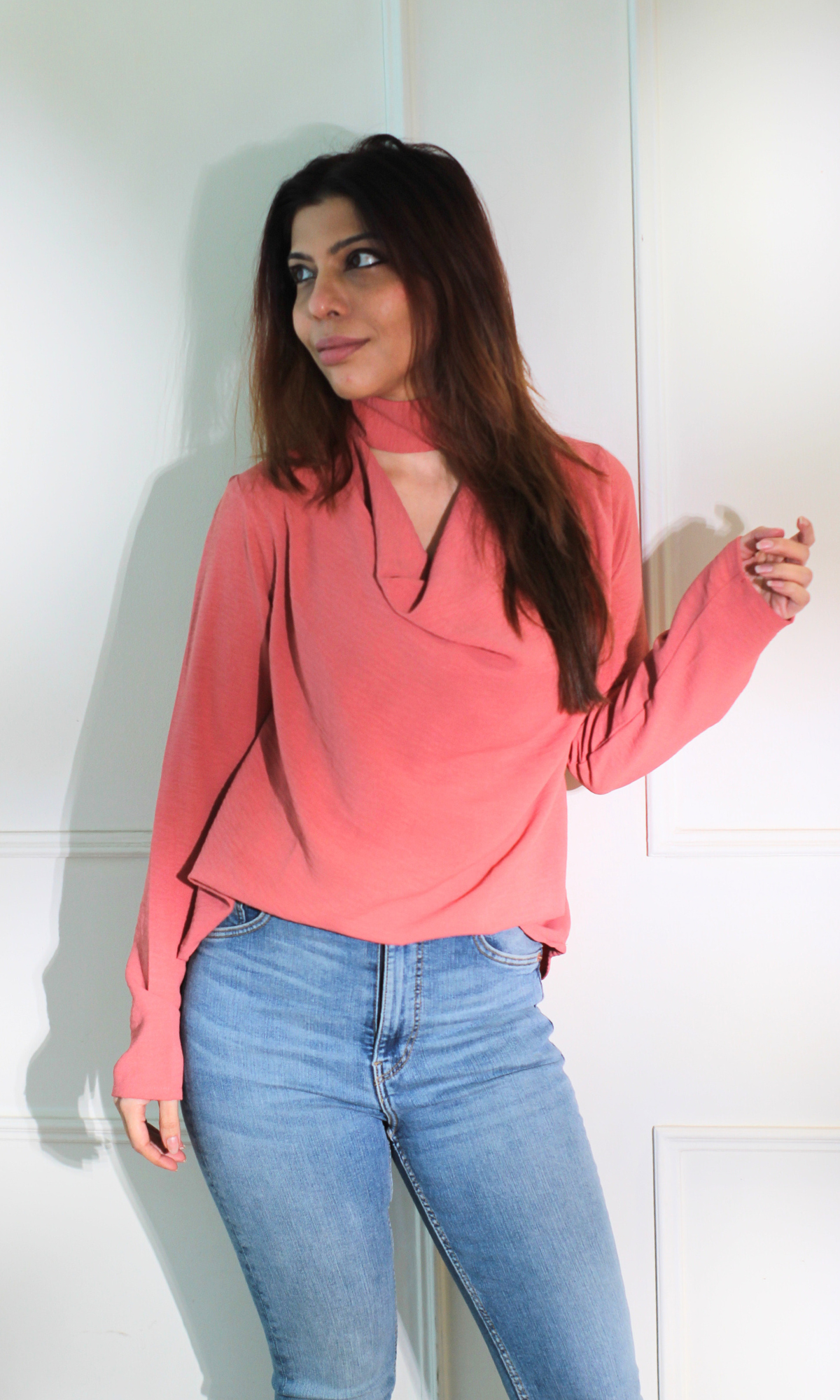 Flamingo Choker Cowl Top