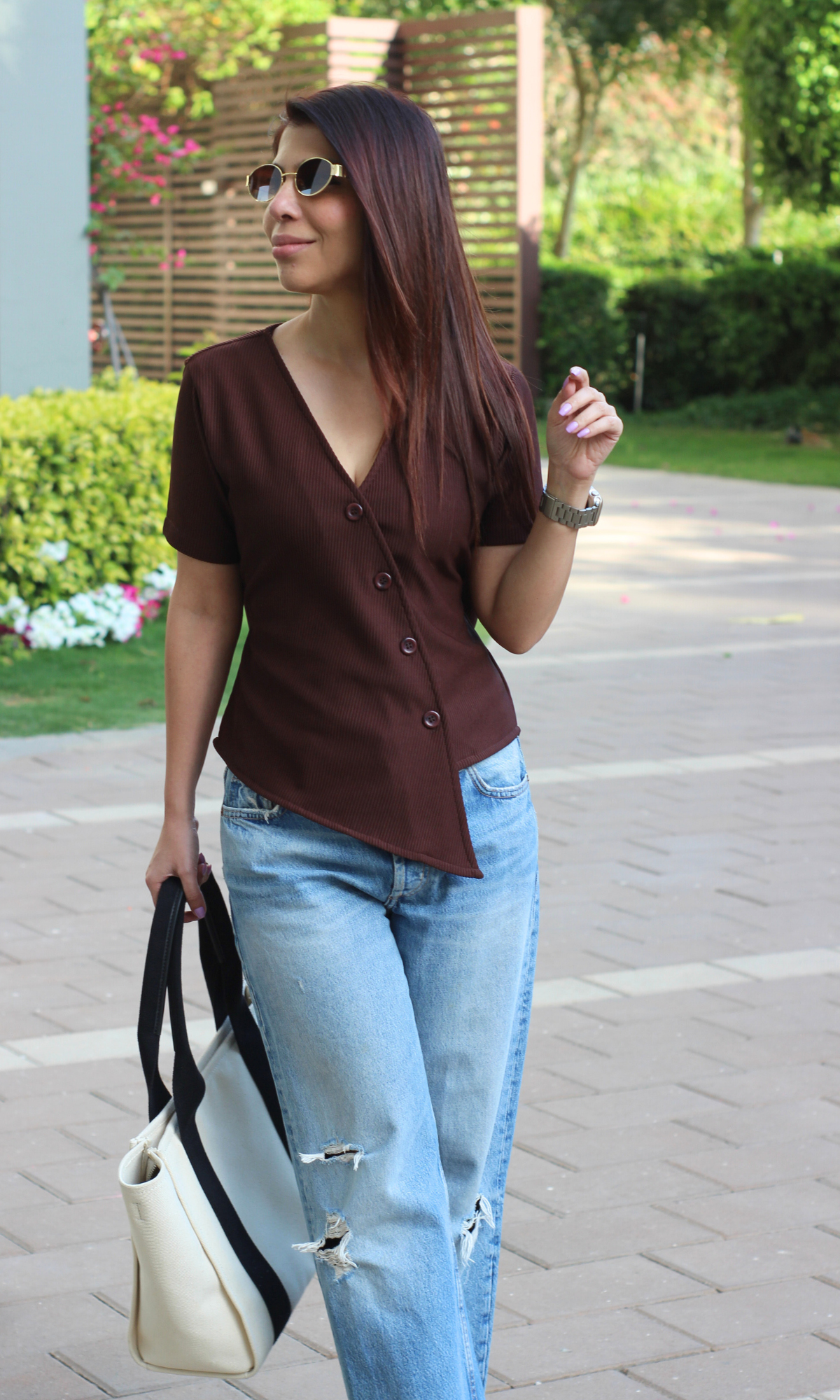 Umber Ribbed Side-Cut Sleeved Waist Coat