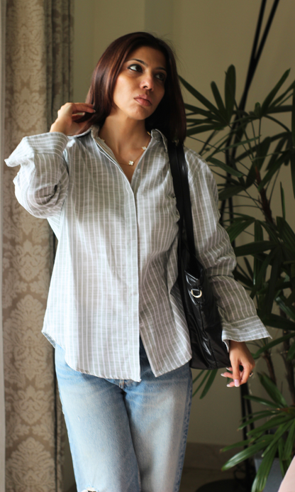 Soft Sage Striped Shirt