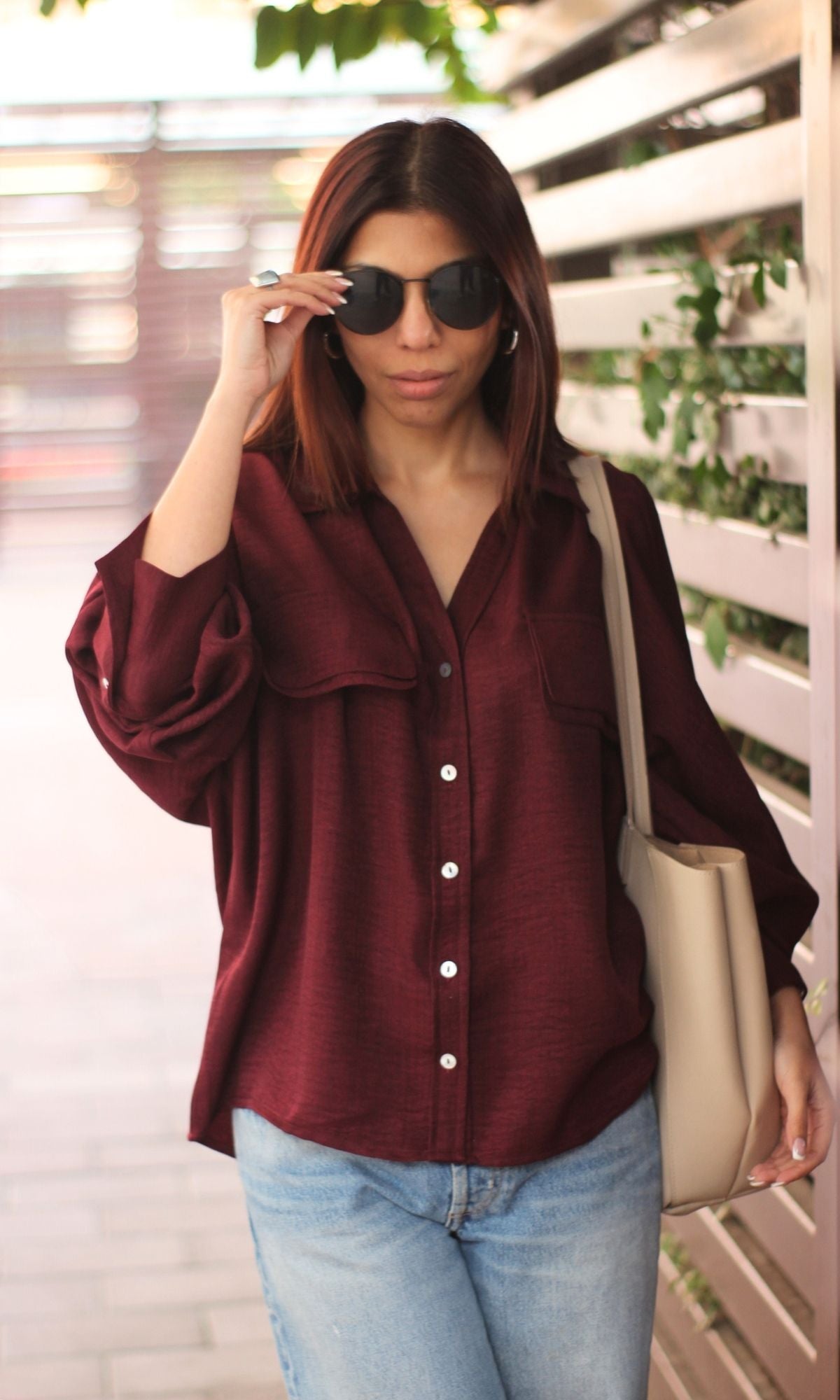 Claret Double Pocket Detail Shirt