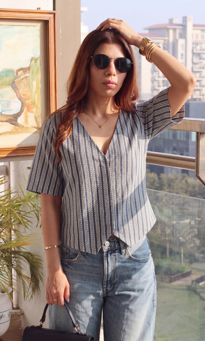 Dark Indigo Weave Sleeved Waistcoat