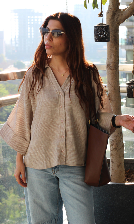 Taupe Weave Loose Shirt