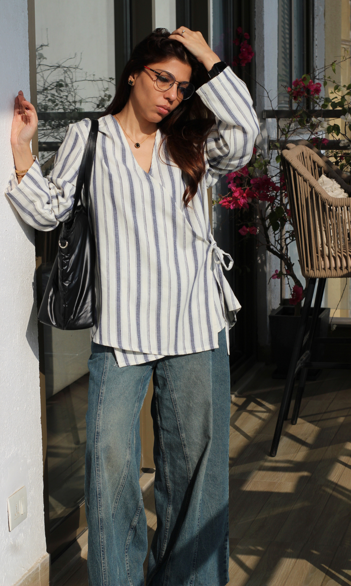 Linear Cool Cotton Kimono Top