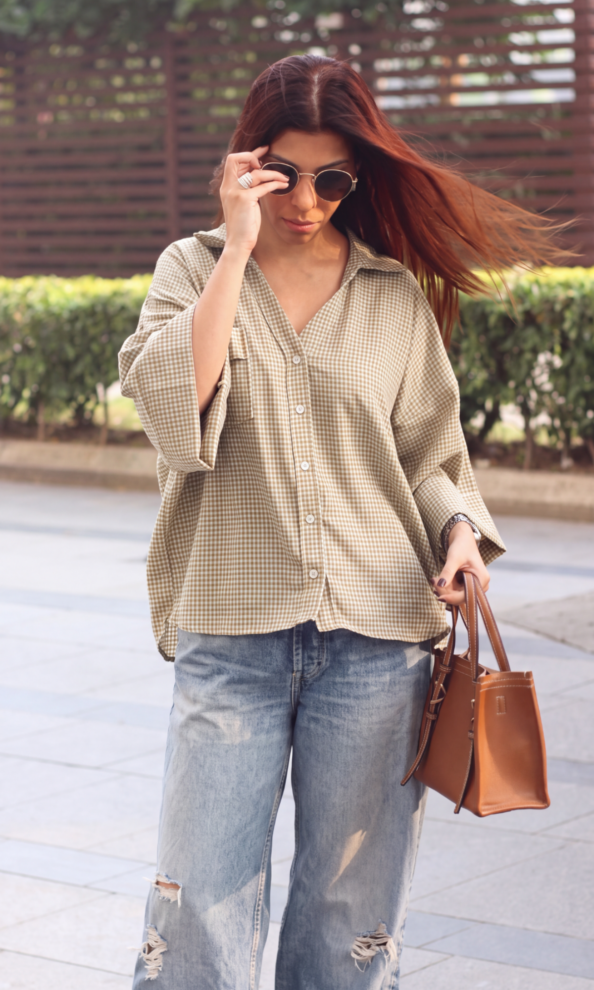 Mustard Gingham Camp Shirt