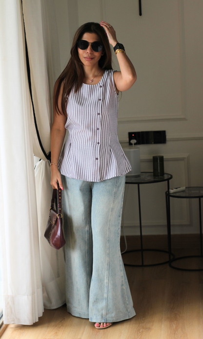 Lilac Striped Asymetric Vest
