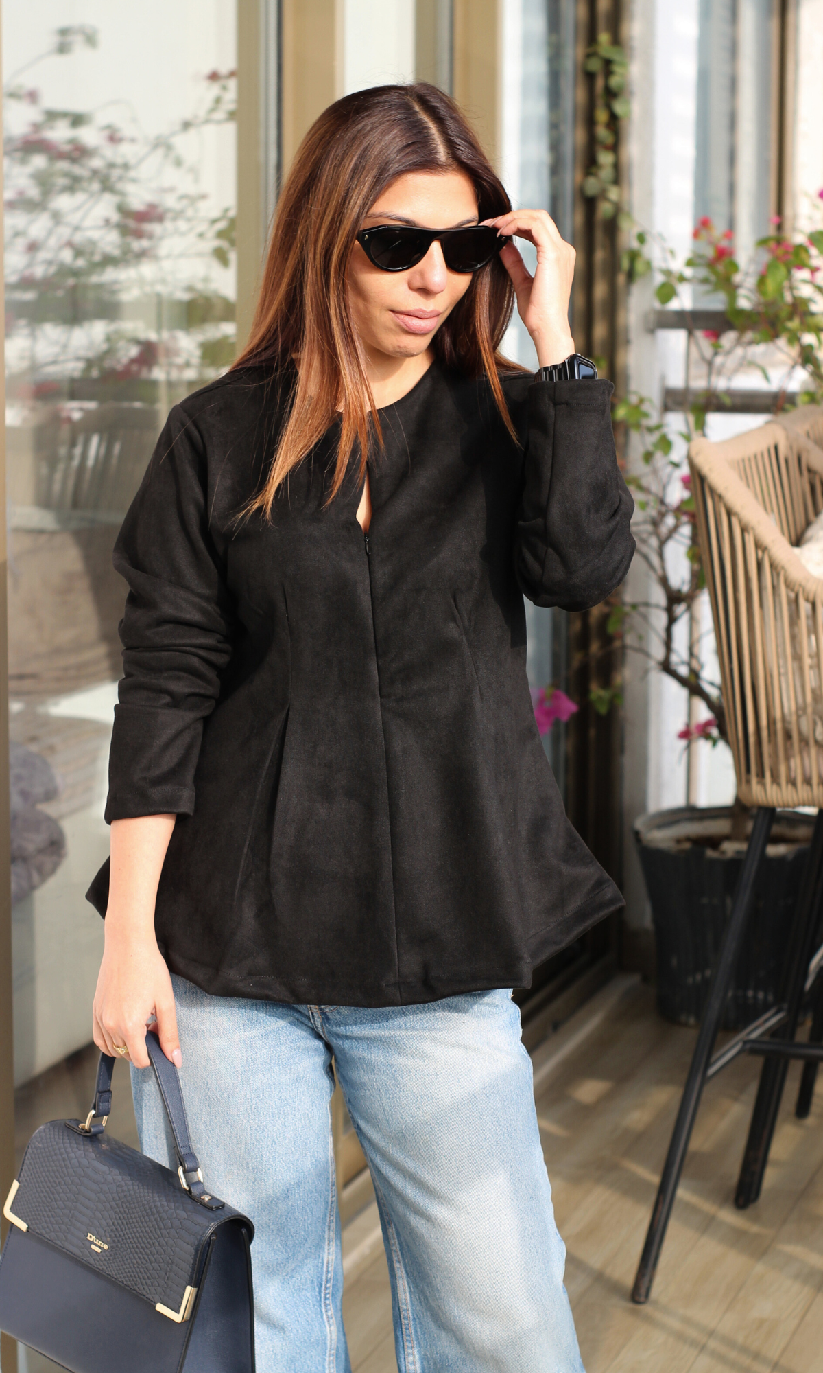 Smoky Black Suede Sleek Top