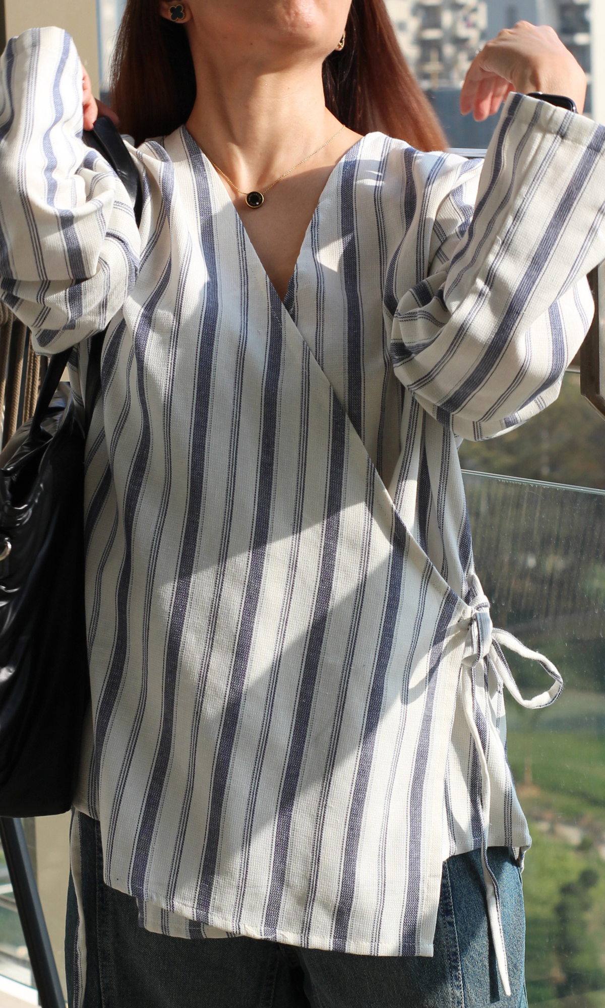 Linear Cool Cotton Kimono Top