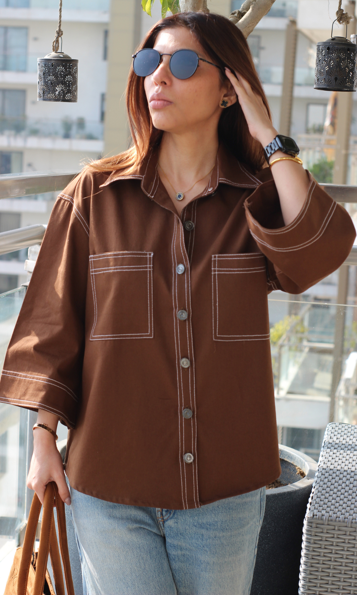Thread Detail Brown Shirt