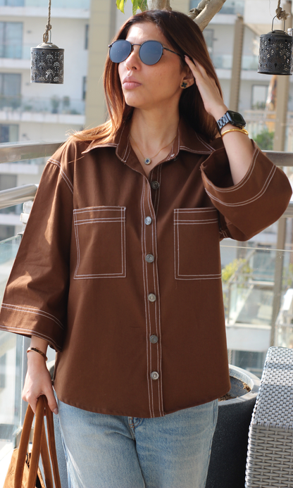 Thread Detail Brown Shirt