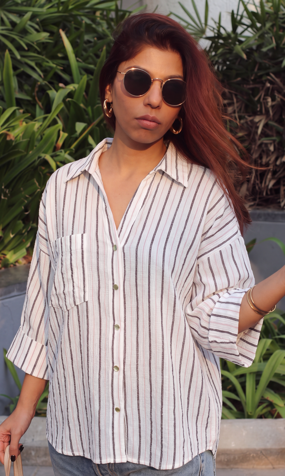 Cream & Cocoa Striped Camp Collar Shirt