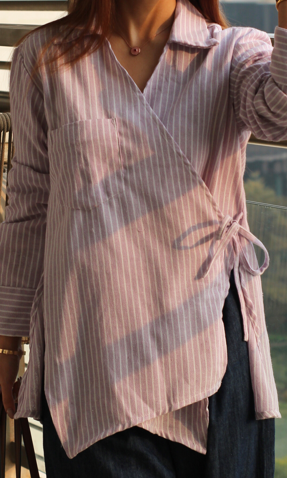 Lavender Parallel Cuts Detail Kimono Top