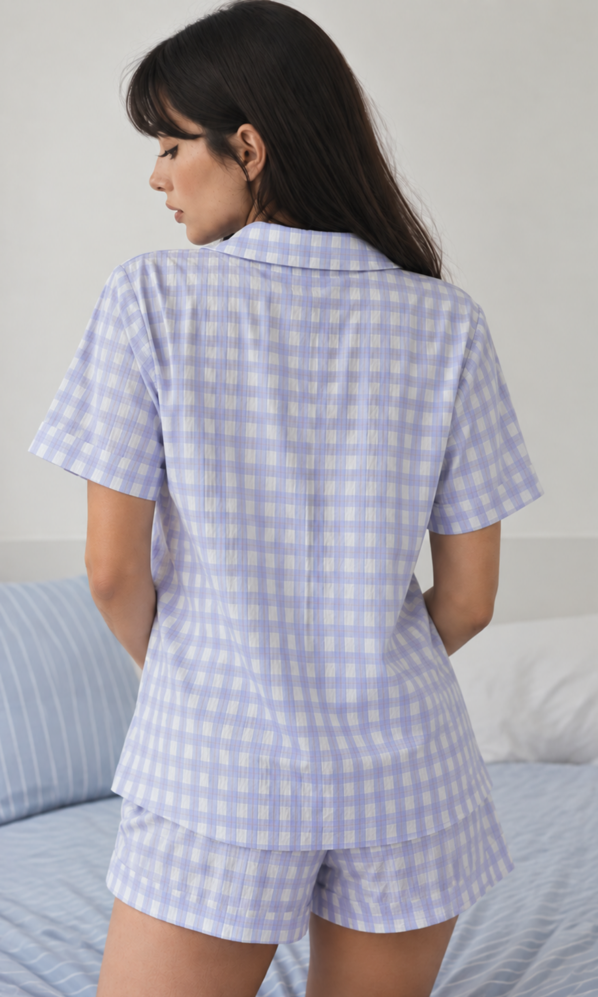 Lavender Check Shirt & Shorts Set