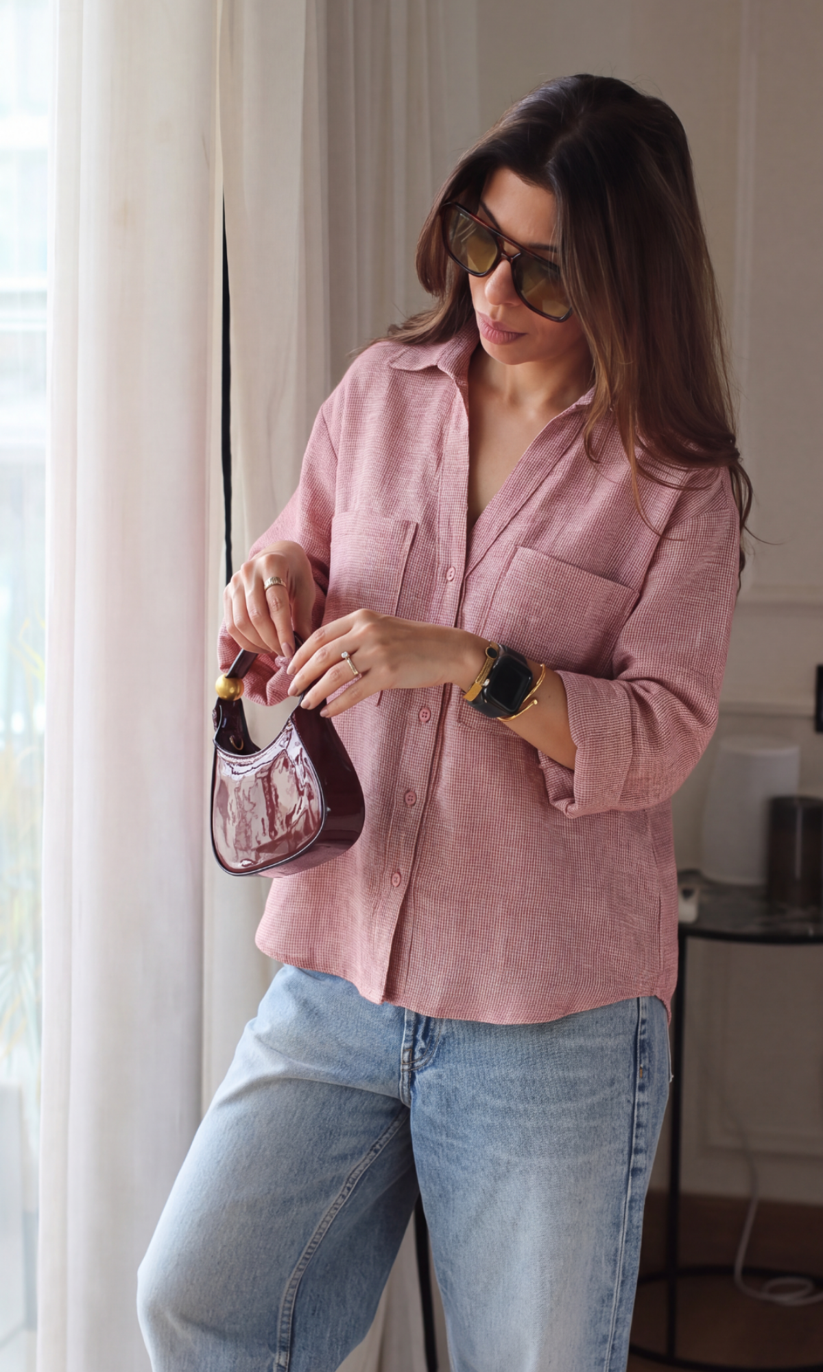 Terracotta Textured Cropped Shirt