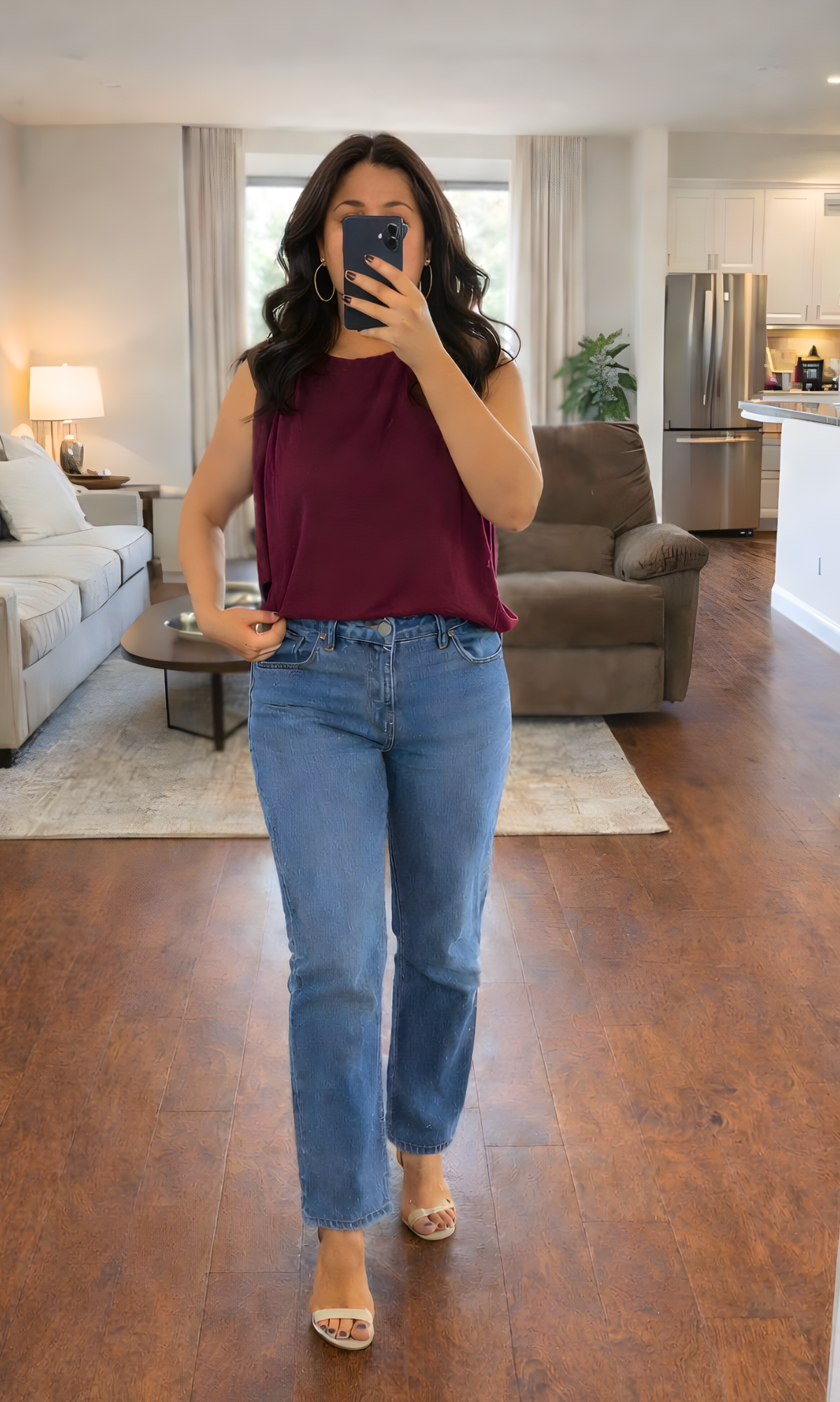 Wine Gathered Shoulder Top